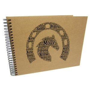 Caballo personalizado / Pony A3 / A4 / A5 / Arte de la palabra cuadrada, álbum de recortes, álbum de fotos, nube de tipografía, libro de visitas