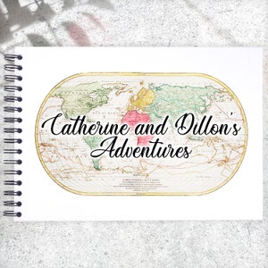 Personalised Our Adventures World Map Scrapbook, Photo Album, Memory Book, A3/A4/A5