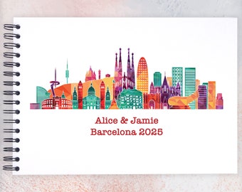 Personalised Barcelona A3/A4/A5/Square Travel Holiday Scrapbook, Memory, Photo Album, Skyline, Cityscape