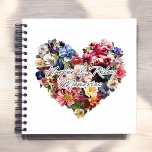 Album fotografico personalizzato con fiori multipli, cuore colorato, formato A3/A4/A5, libro degli ospiti, libro dei ricordi, regalo speciale