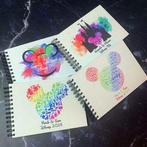 A6 Personalised Splash Disney Autograph Book, Disneyland, World, Cruise, Trip, 4 Colourful Designs, Splash, Kids