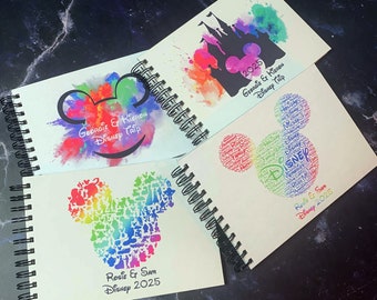 A6 Personalised Splash Disney Autograph Book, Disneyland, World, Cruise, Trip, 4 Colourful Designs, Splash, Kids