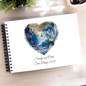 Personalised World Heart A3/A4/A5 Scrapbook, Photo Album, Guest Book, Memory Book, Travel Gift