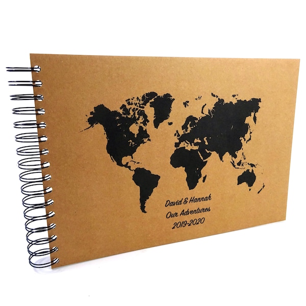 Personalizado A5/A4/A3 World Map Scrapbook Travel Journal, álbum de fotos, regalo