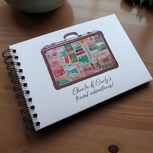 Personalised Luggage Vintage Suitcase Travel A5/A4/A3/Square Scrapbook, Photo Album, Guest Book, Memory Book