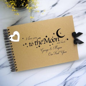 Personalised Kraft Scrapbook A5 A4 Moon and Back, Photo Album, Keepsake