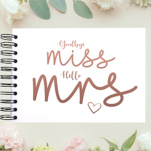 A4/A5 Goodbye Miss Hello Mrs, Scrapbooking, Album photo, Shower, Mariée, Demoiselle d'honneur, Livre d'or, Pages de cartes, Idée cadeau, Or rose
