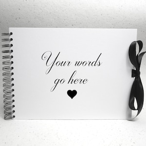 White Personalised Scrapbook A3 A4 A5 Album photo, Livre d’or, LANDSCAPE RIBBON