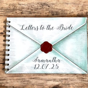 Cartas personalizadas para la novia en sobres, álbum de recortes, álbum de fotos, recuerdo, adorno con sello de cera, tamaño A5 horizontal