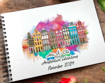 Gepersonaliseerde Amsterdamse verf A3/A4/A5/Vierkant reizen vakantie plakboek, geheugen, fotoalbum, Nederland, Nederland, Europa