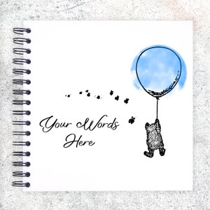 Personalised Blue Balloon Winnie Pooh A3/A4/A5/Square Scrapbook, Photo Album, Memory Book, Special Gift