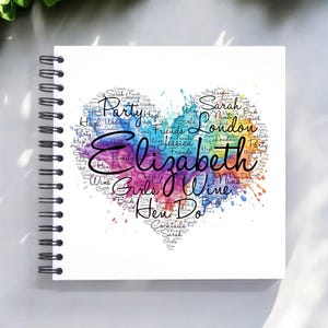 Splash Personalised A3/A4/A5/Square Heart Word Art, Scrapbook, Photo Album, Typography Cloud, Guestbook, Script font
