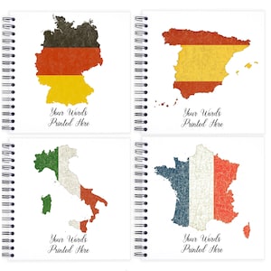 Personalised Flag Country Shape Outline Border Travel Holiday Scrapbook, Memory, Photo Album, Journal