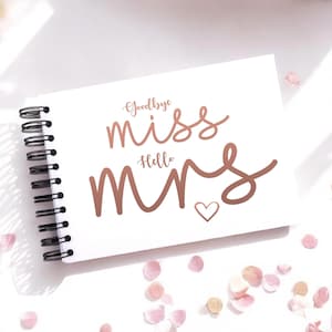 A4/A5 Goodbye Miss Hello Mrs, Scrapbooking, Album photo, Shower, Mariée, Demoiselle d'honneur, Livre d'or, Pages de cartes, Idée cadeau, Or rose