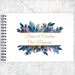 Personalised Blue Purple Leaf Banner A3/A4/A5 Scrapbook, Photo Album, Guest Book, Memory Book, Event Gift