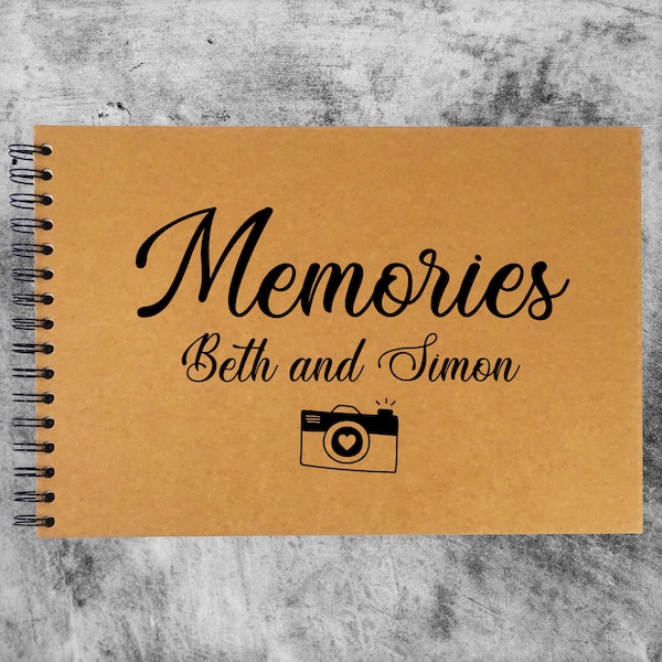 Personalised Camera Heart Scrapbook, Photo Album, Holiday, Travelling, Gift, Couples, Friends A3/A4/A5