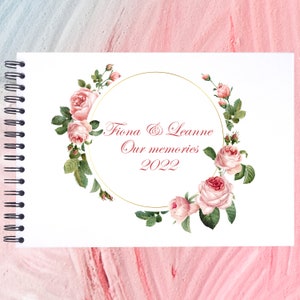 Rood roze rozenbloemen gepersonaliseerde A3 / A4 / A5 plakboek, fotoalbum, gastenboek, geheugenboek