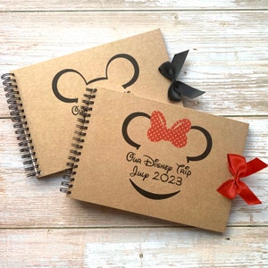 Personalised Bow Disney Autograph Book, Mickey or Minnie, Disney Land, World, Cruise, A5