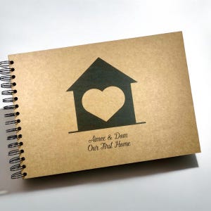 Personalisiertes A3/A4/A5 Unser erstes Zuhause Scrapbook Fotoalbum, Erinnerungsgeschenk, Gästebuch Kartendesign