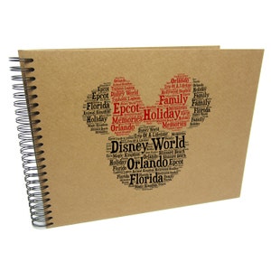 Personalizzato A3/A4/A5 Disney Word Art Scrapbook Album fotografico, regalo di memoria, libro degli ospiti