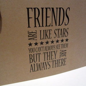 A5 A4 Friends are Stars, Scrapbook, Card Pages, Photo Album, Keepsake, Kraft image 2