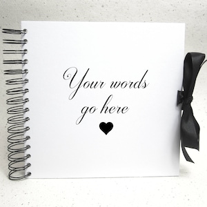 White Personalised Photo Album Scrapbook, Large XL, Guest Book, SQUARE RIBBON