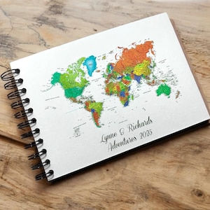 Personalisierte Splash Scrapbook A5 A4 A3 WELTKARTE, Fotoalbum, Andenken