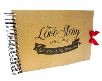 A5 A4, Every Love Story is Beautiful Scrapbook, Landscape, Card Pages, Photo Album, Keepsake,