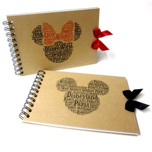 Disney Autograph Book, Mickey or Minnie, Disney Land or Disneyworld, Word Art, A5 image 1