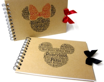 Disney Autograph Book, Mickey or Minnie Mouse, Disney Land or Disneyworld, Word Art, A5
