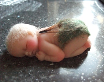 Handmade Woodland Baby Fairy sleeping blonde hair and nappy made specially for her
