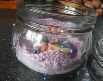 Handmade Baby Fairy ooak bespoke in hand decorated glass jar