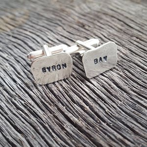 Handmade Personalised Sterling Silver Cufflinks, Customised, Handstamped, Fiance, Dad, Groom Gift, Wedding Party Gift, Made in Australia