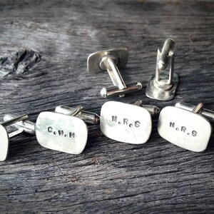 Personalised Handmade Sterling Silver Cufflinks, Customised, Handstamped, Father of the Bride, Fiance Gifts, Groom Gift, Wedding Party Gift