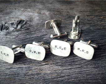 Personalised Handmade Sterling Silver Cufflinks, Customised, Handstamped, Father of the Bride, Fiance Gifts, Groom Gift, Wedding Party Gift