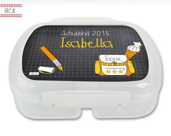 Lunchbox mit eigenem Namen für Schulanfang und Schule