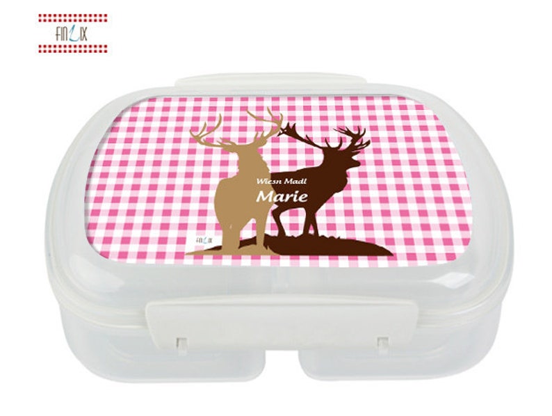 Wiesn lunch box with deer and your own name for a hearty snack image 1