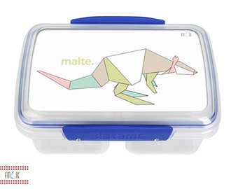 Süße personalisierbare Brotbox mit Origami Motiv Känguru für Schule Freizeit Büro und Kindergarten