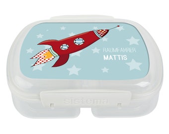 Brotdose, Lunchbox, personalisiert, Rakete, Schule, Kindergarten, Kita, Geschenk, Einschulung, Schulstart, Inhalt Schultüte