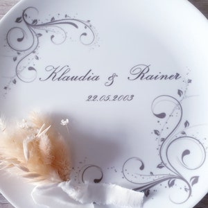 Plate wedding gift, guest gifts, personal gift, with desired text, plate with name, wedding decoration, table decoration image 3