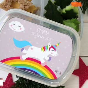 Cute unicorn lunch box with your name for school and kindergarten image 1