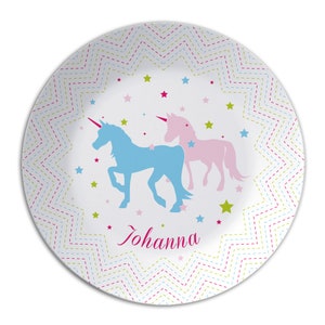 Plate with name-unicorn, horse, butterfly image 1