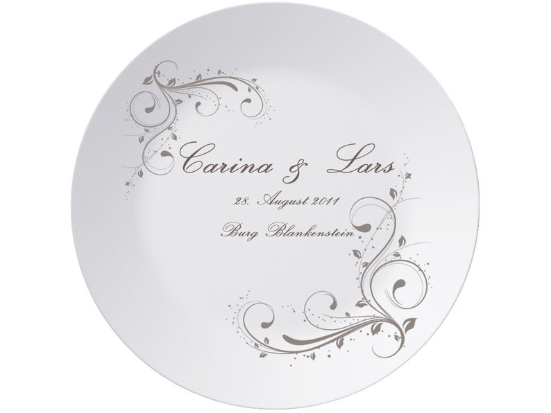 Plate wedding gift, guest gifts, personal gift, with desired text, plate with name, wedding decoration, table decoration image 5