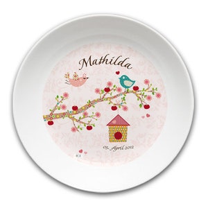 Children's bowl personalized Floral rose or mint image 1