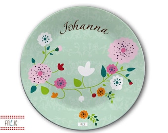 Assiette florale, personnalisable