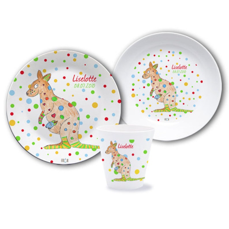 Children's tableware personalized, children's plate with name, gift baptism, birth, baptismal gift, set melamine, baby plate porridge bowl, dolphins image 3