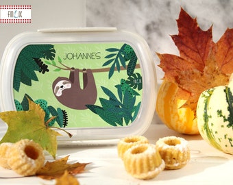 Cute sloth lunchbox with your name for school and kindergarten