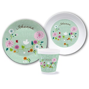 Vaisselle pour enfants avec nom assiette personnalisée assiette pour enfants assiette tasse pour filles, bébé ou garçons image 1