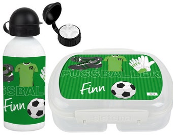 Fussball Set, Dose und Trinkflasche mit Namen