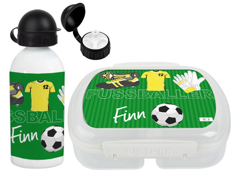 Fussball Set, Dose und Trinkflasche mit Namen Bild 4